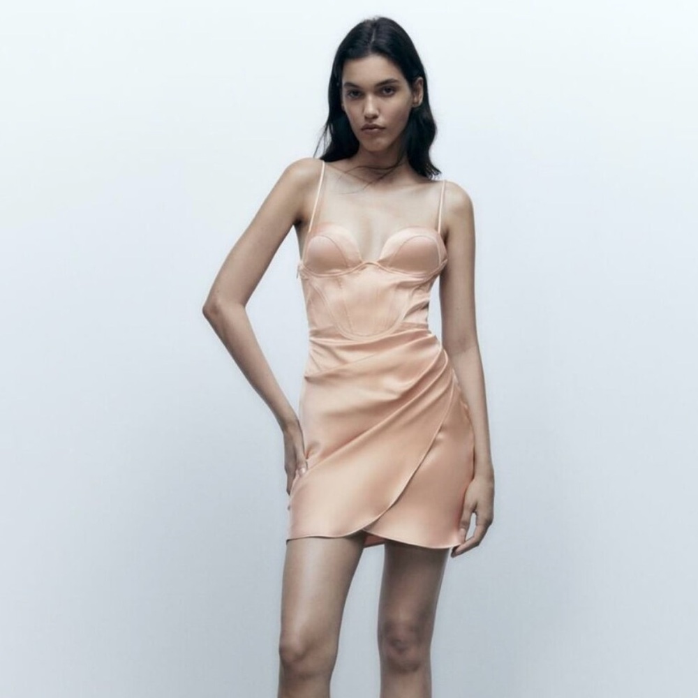 Zara satin effect corset mini dress